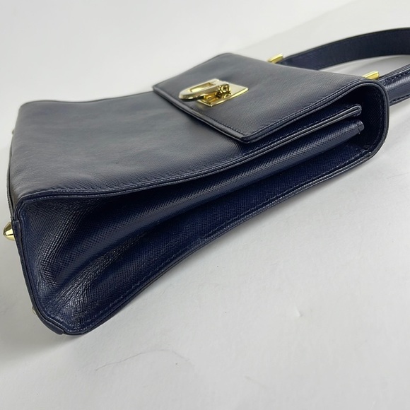 Vintage SISO Made in Italy Handbag Navy Blue - Picture 3 of 16